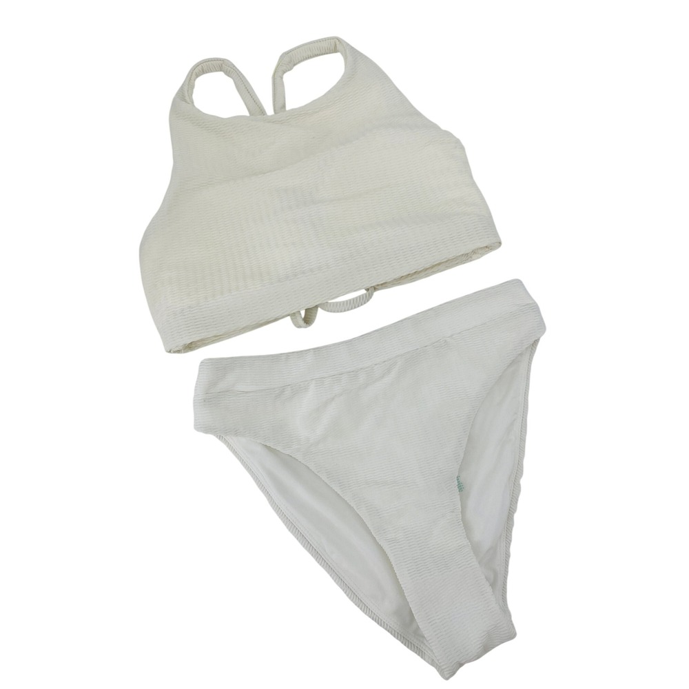 Carve Designs Swimsuit Women Size M/XS White Ribbed Bikini Set